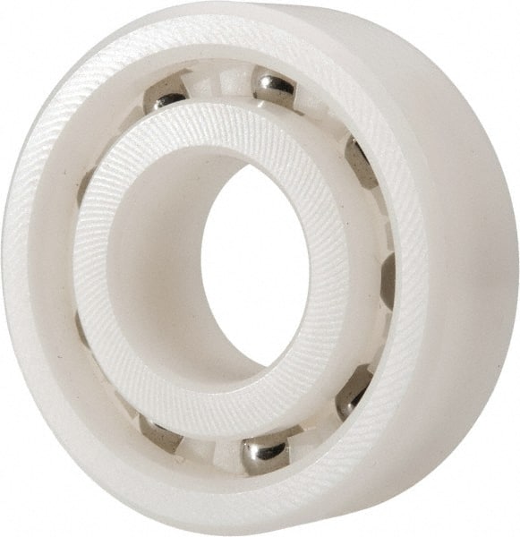 Made in USA - 15mm Bore Diam, 35mm OD, Open Plastic Race Radial Ball Bearing - 11mm Wide, 1 Row, Round Bore, 46 Lb Static Capacity, 69 Lb Dynamic Capacity - Exact Tooling