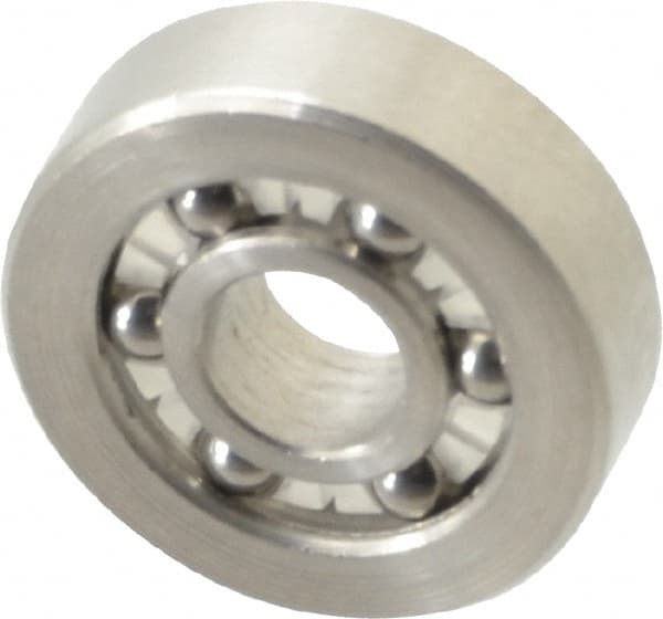 Made in USA - 1/4" Bore Diam, 3/4" OD, Open Precision Ground Radial Ball Bearing - 7/32" Wide, 1 Row, Round Bore, 51 Lb Static Capacity, 78 Lb Dynamic Capacity - Exact Tooling