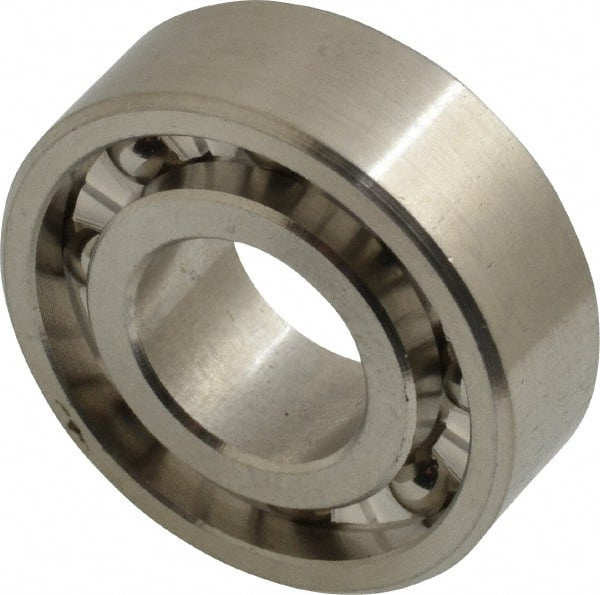 Made in USA - 1/2" Bore Diam, 1-1/8" OD, Open Precision Ground Radial Ball Bearing - 3/8" Wide, 1 Row, Round Bore, 129 Lb Static Capacity, 165 Lb Dynamic Capacity - Exact Tooling