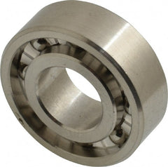 Made in USA - 1/2" Bore Diam, 1-1/8" OD, Open Precision Ground Radial Ball Bearing - 3/8" Wide, 1 Row, Round Bore, 129 Lb Static Capacity, 165 Lb Dynamic Capacity - Exact Tooling