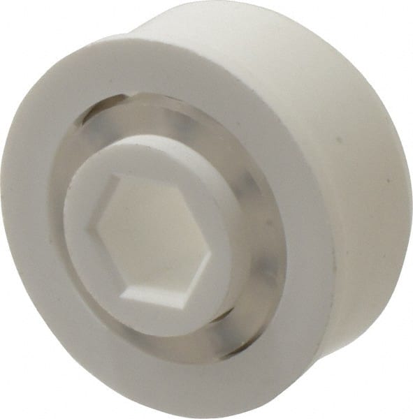 Made in USA - 1 Row, 1-1/2" OD, 7/16" Hex Bore Conveyor Roller Bearing - 69 Lb Capacity, 1,069 Max RPM, Stainless Steel with Polypropylene Housing - Exact Tooling