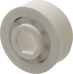 Made in USA - 1 Row, 1-1/2" OD, 7/16" Hex Bore Conveyor Roller Bearing - 69 Lb Capacity, 1,069 Max RPM, Stainless Steel with Polypropylene Housing - Exact Tooling