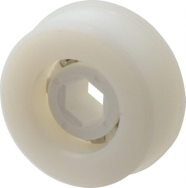 Made in USA - 1 Row, 1.87" OD, 7/16" Hex Bore Conveyor Roller Bearing - 92 Lb Capacity, 729 Max RPM, Stainless Steel with Polypropylene Housing - Exact Tooling