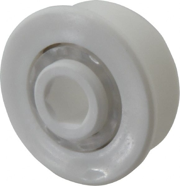 Made in USA - 2 Row, 1.6" OD, 7/16" Hex Bore Conveyor Roller Bearing - 85 Lb Capacity, 855 Max RPM, Stainless Steel with Polypropylene Housing - Exact Tooling