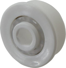 Made in USA - 2 Row, 1.6" OD, 7/16" Hex Bore Conveyor Roller Bearing - 85 Lb Capacity, 855 Max RPM, Stainless Steel with Polypropylene Housing - Exact Tooling