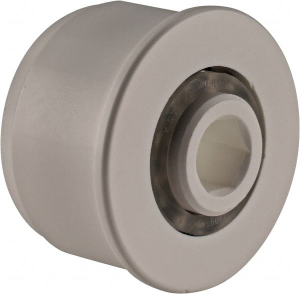 Made in USA - 2 Row, 1.78" OD, 7/16" Hex Bore Conveyor Roller Bearing - 85 Lb Capacity, 855 Max RPM, Stainless Steel with Polypropylene Housing - Exact Tooling