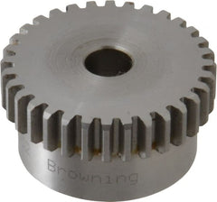 Browning - 20 Pitch, 1.6" Pitch Diam, 32 Tooth Spur Gear - 3/8" Bore Diam, 1-7/16" Hub Diam, Steel - Exact Tooling