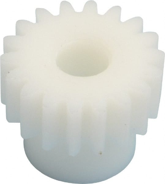 Poly Hi Solidur - 20 Pitch, 0.9" Pitch Diam, 1" OD, 18 Tooth Spur Gear - 3/8" Face Width, 5/16" Bore Diam, 43/64" Hub Diam, 20° Pressure Angle, Acetal - Exact Tooling