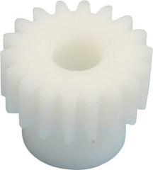 Poly Hi Solidur - 20 Pitch, 0.9" Pitch Diam, 1" OD, 18 Tooth Spur Gear - 3/8" Face Width, 5/16" Bore Diam, 43/64" Hub Diam, 20° Pressure Angle, Acetal - Exact Tooling