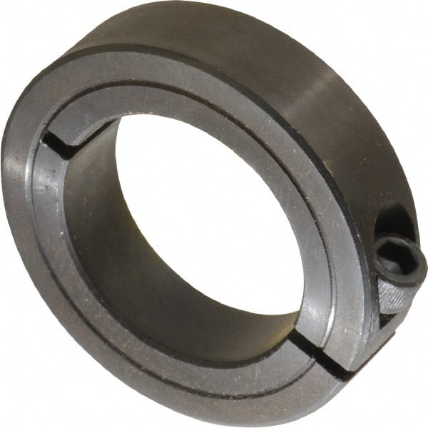 Climax Metal Products - 1-7/16" Bore, Steel, One Piece Clamp Collar - 2-1/4" Outside Diam, 9/16" Wide - Exact Tooling