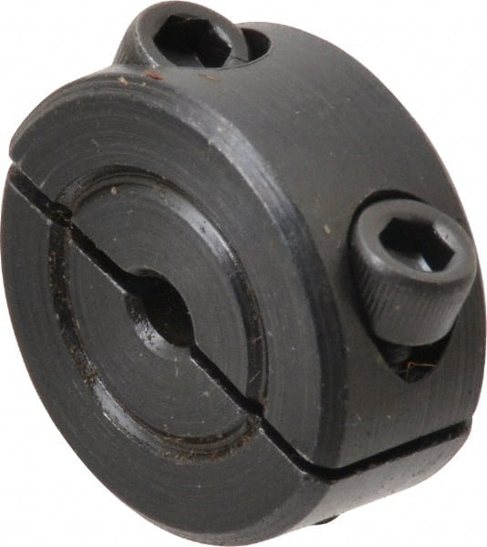 Climax Metal Products - 1/8" Bore, Steel, Two Piece Shaft Collar - 11/16" Outside Diam, 5/16" Wide - Exact Tooling