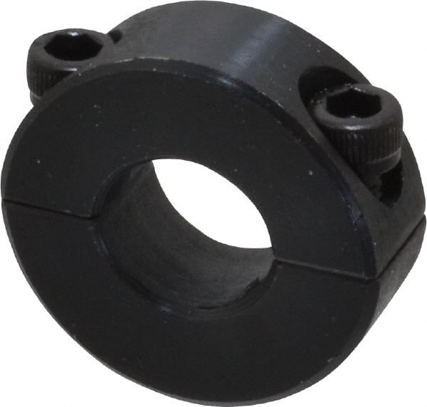 Climax Metal Products - 1/2" Bore, Steel, Two Piece Shaft Collar - 1-1/8" Outside Diam, 13/32" Wide - Exact Tooling