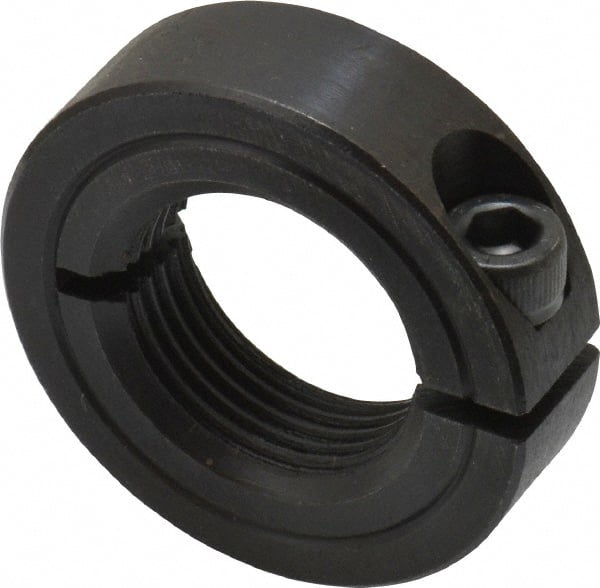 Climax Metal Products - 1-14 Thread, Steel, One Piece Threaded Shaft Collar - 1-3/4" Outside Diam, 1/2" Wide - Exact Tooling