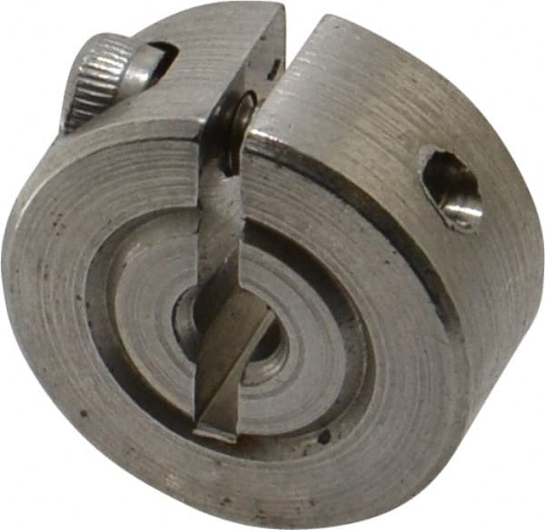 Climax Metal Products - 1/8" Bore, Stainless Steel, One Piece Clamp Collar - 11/16" Outside Diam, 5/16" Wide - Exact Tooling