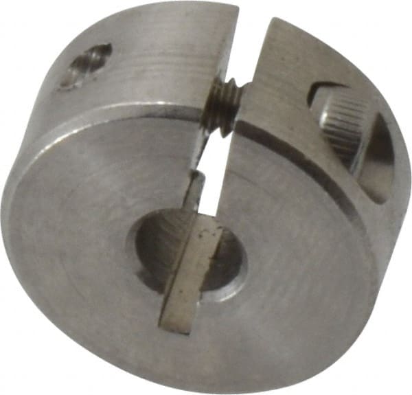 Climax Metal Products - 3/16" Bore, Stainless Steel, One Piece Clamp Collar - 11/16" Outside Diam, 5/16" Wide - Exact Tooling