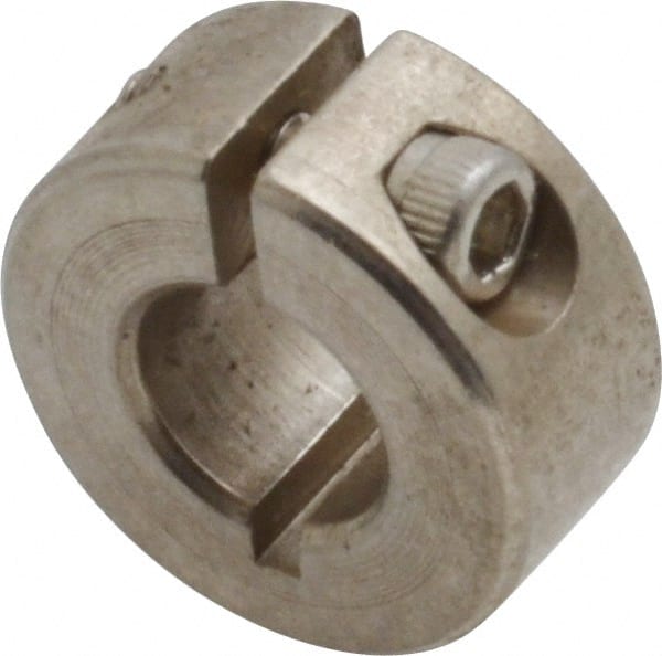 Climax Metal Products - 5/16" Bore, Stainless Steel, One Piece Clamp Collar - 11/16" Outside Diam, 5/16" Wide - Exact Tooling