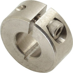 Climax Metal Products - 3/8" Bore, Stainless Steel, One Piece Clamp Collar - 7/8" Outside Diam, 3/8" Wide - Exact Tooling