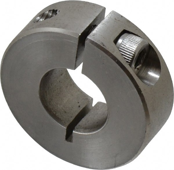 Climax Metal Products - 9/16" Bore, Stainless Steel, One Piece Clamp Collar - 1-5/16" Outside Diam, 7/16" Wide - Exact Tooling