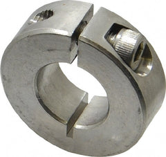 Climax Metal Products - 5/8" Bore, Stainless Steel, One Piece Clamp Collar - 1-5/16" Outside Diam, 7/16" Wide - Exact Tooling