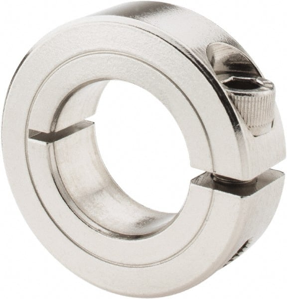 Climax Metal Products - 7/8" Bore, Stainless Steel, One Piece Clamp Collar - 1-5/8" Outside Diam, 1/2" Wide - Exact Tooling