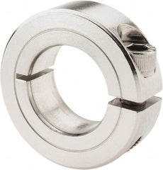 Climax Metal Products - 7/8" Bore, Stainless Steel, One Piece Clamp Collar - 1-5/8" Outside Diam, 1/2" Wide - Exact Tooling