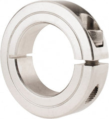 Climax Metal Products - 1-1/4" Bore, Stainless Steel, One Piece Clamp Collar - 2-1/16" Outside Diam, 1/2" Wide - Exact Tooling