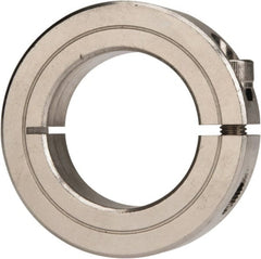 Climax Metal Products - 1-3/8" Bore, Stainless Steel, One Piece Clamp Collar - 2-1/4" Outside Diam, 9/16" Wide - Exact Tooling
