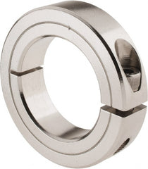 Climax Metal Products - 1-1/2" Bore, Stainless Steel, One Piece Clamp Collar - 2-3/8" Outside Diam, 9/16" Wide - Exact Tooling
