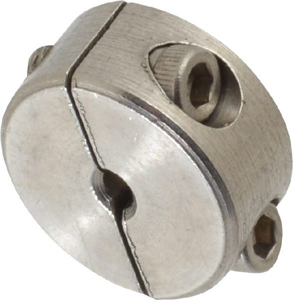 Climax Metal Products - 1/8" Bore, Stainless Steel, Two Piece Shaft Collar - 11/16" Outside Diam, 5/16" Wide - Exact Tooling