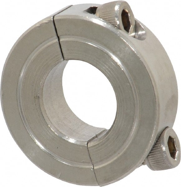Climax Metal Products - 5/8" Bore, Stainless Steel, Two Piece Shaft Collar - 1-5/16" Outside Diam, 7/16" Wide - Exact Tooling