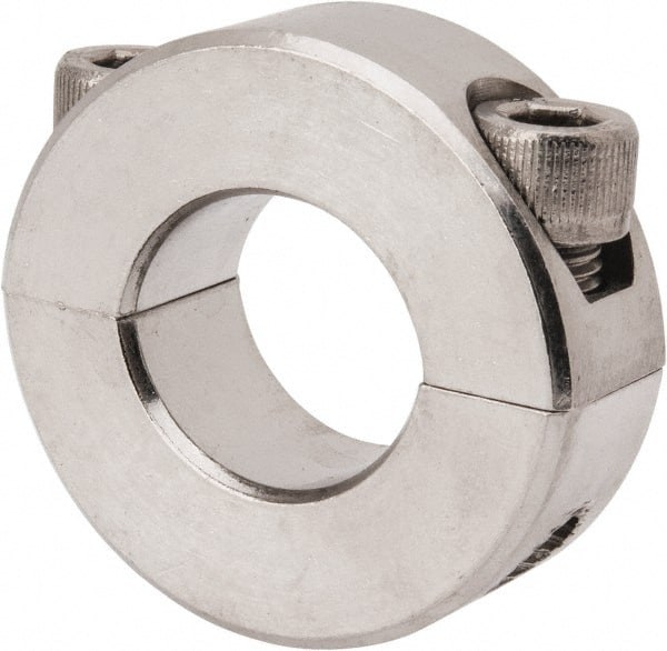 Climax Metal Products - 3/4" Bore, Stainless Steel, Two Piece Shaft Collar - 1-1/2" Outside Diam, 1/2" Wide - Exact Tooling