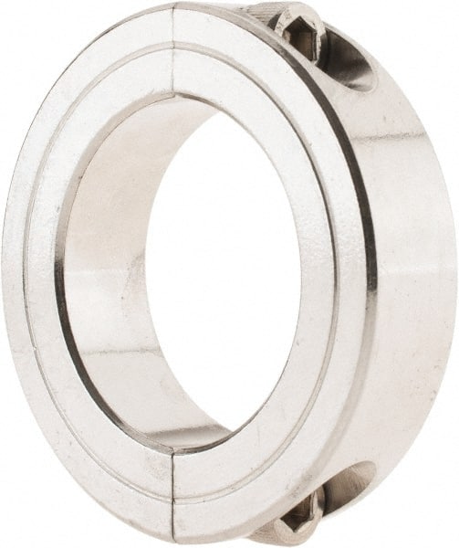 Climax Metal Products - 1-7/16" Bore, Stainless Steel, Two Piece Shaft Collar - 2-1/4" Outside Diam, 9/16" Wide - Exact Tooling