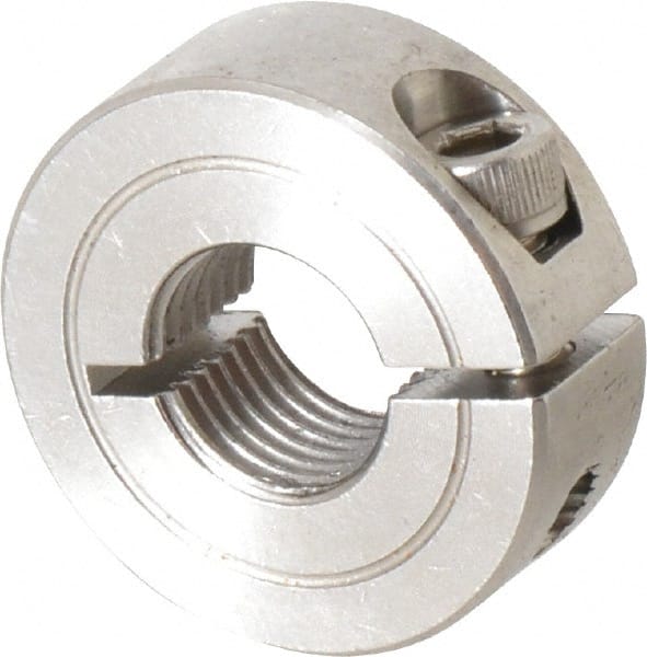 Climax Metal Products - 1/2-20 Thread, Stainless Steel, One Piece Threaded Shaft Collar - 1-1/8" Outside Diam, 13/32" Wide - Exact Tooling