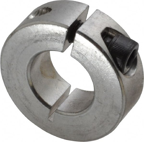 Climax Metal Products - 3/4" Bore, Aluminum, One Piece Clamp Collar - 1-1/2" Outside Diam, 1/2" Wide - Exact Tooling