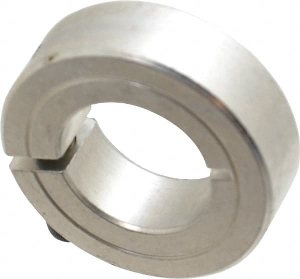 Climax Metal Products - 7/8" Bore, Aluminum, One Piece Clamp Collar - 1-5/8" Outside Diam, 1/2" Wide - Exact Tooling