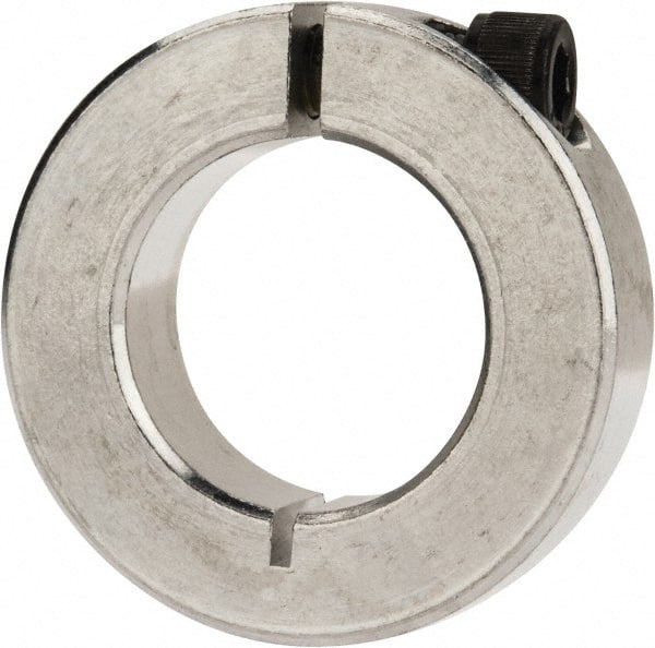 Climax Metal Products - 1" Bore, Aluminum, One Piece Clamp Collar - 1-3/4" Outside Diam, 1/2" Wide - Exact Tooling