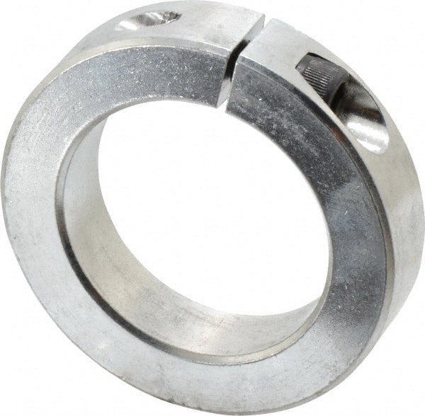 Climax Metal Products - 2" Bore, Aluminum, One Piece Clamp Collar - 3" Outside Diam, 11/16" Wide - Exact Tooling