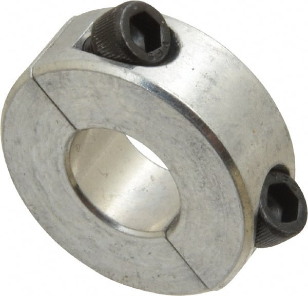 Climax Metal Products - 1/2" Bore, Aluminum, Two Piece Shaft Collar - 1-1/8" Outside Diam, 13/32" Wide - Exact Tooling