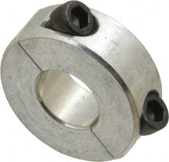 Climax Metal Products - 1/2" Bore, Aluminum, Two Piece Shaft Collar - 1-1/8" Outside Diam, 13/32" Wide - Exact Tooling