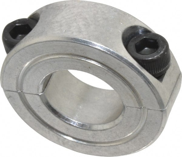 Climax Metal Products - 5/8" Bore, Aluminum, Two Piece Shaft Collar - 1-5/16" Outside Diam, 7/16" Wide - Exact Tooling