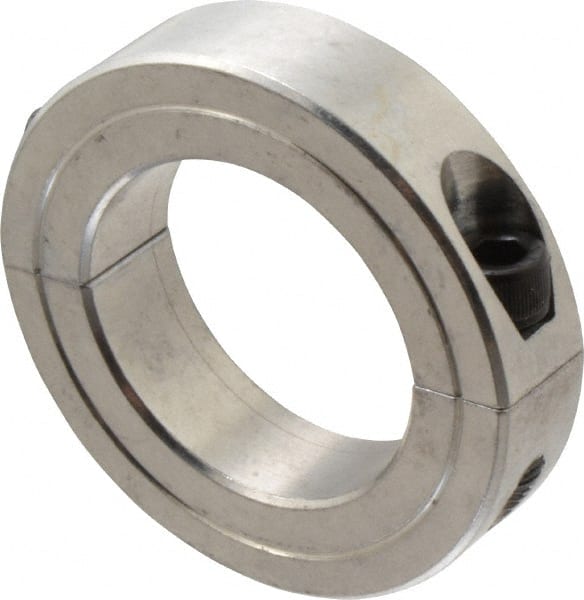 Climax Metal Products - 1-1/2" Bore, Aluminum, Two Piece Shaft Collar - 2-3/8" Outside Diam, 9/16" Wide - Exact Tooling
