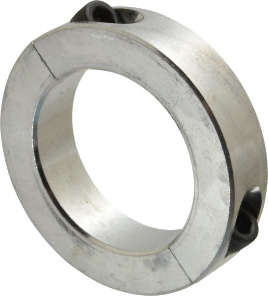 Climax Metal Products - 2" Bore, Aluminum, Two Piece Shaft Collar - 3" Outside Diam, 11/16" Wide - Exact Tooling