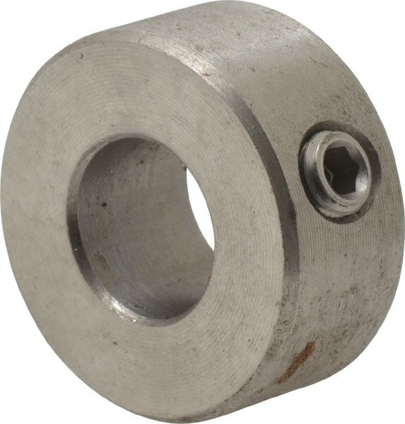 Climax Metal Products - 10mm Bore, Stainless Steel, Set Screw Shaft Collar - 7/8" Outside Diam - Exact Tooling
