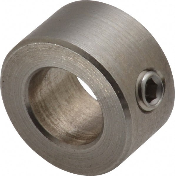 Climax Metal Products - 12mm Bore, Stainless Steel, Set Screw Shaft Collar - 7/8" Outside Diam - Exact Tooling
