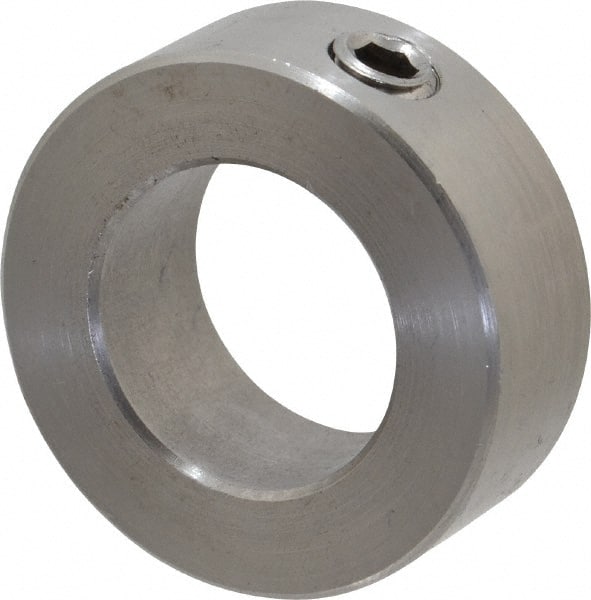 Climax Metal Products - 7/8" Bore, Stainless Steel, Set Screw Shaft Collar - 1-1/2" Outside Diam, 9/16" Wide - Exact Tooling