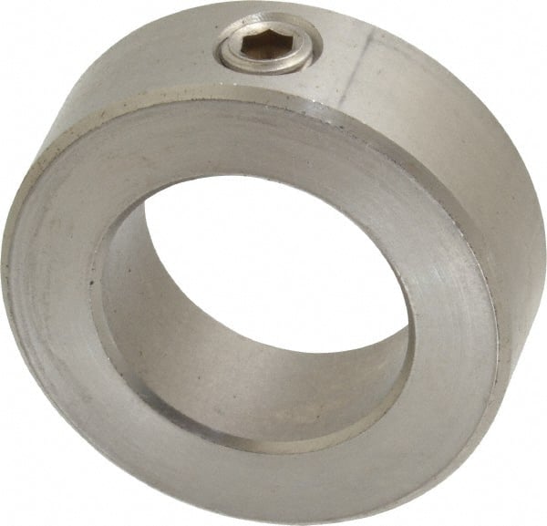 Climax Metal Products - 1-3/16" Bore, Stainless Steel, Set Screw Shaft Collar - 2" Outside Diam, 11/16" Wide - Exact Tooling