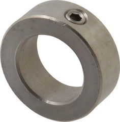 Climax Metal Products - 1-1/4" Bore, Stainless Steel, Set Screw Shaft Collar - 2" Outside Diam, 11/16" Wide - Exact Tooling
