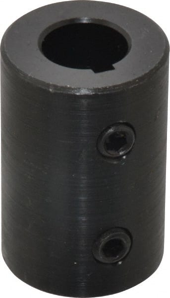 Climax Metal Products - 1/2" Inside x 1" Outside Diam, Mild Steel Set Screw Rigid Coupling with keyway - 1-1/2" Long x 1/8" Keyway Width x 1/16" Keyway Depth - Exact Tooling