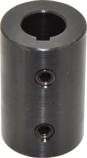 Climax Metal Products - 5/8" Inside x 1-1/4" Outside Diam, Mild Steel Set Screw Rigid Coupling with keyway - 2" Long x 3/16" Keyway Width x 3/32" Keyway Depth - Exact Tooling