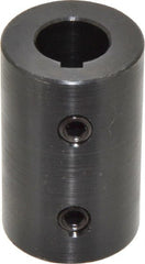 Climax Metal Products - 5/8" Inside x 1-1/4" Outside Diam, Mild Steel Set Screw Rigid Coupling with keyway - 2" Long x 3/16" Keyway Width x 3/32" Keyway Depth - Exact Tooling